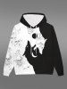 Gothic Halloween Skull Rose Moon Wolf Print Hoodie For Men -  