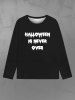 T-shirt D'Halloween Gothique Lettre Imprimée pour Homme - Noir XL