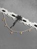 Floral Lace Beaded Tassel Choker Necklace -  