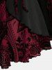 Plus Size Floral Figure Print Lace Up Ruched Ruffles Bell Sleeves T-shirt -  