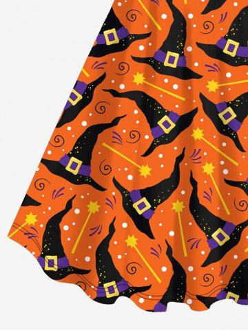 Plus Size Halloween Hat Magic Wand Belt 3D Print Tank Dress