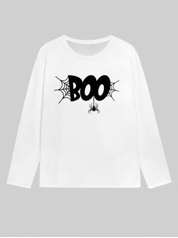 Gothic Spider Web Letters Print T-shirt For Men - WHITE - XL