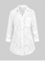 Plus Size Buttons Applique Pocket Blouse -  