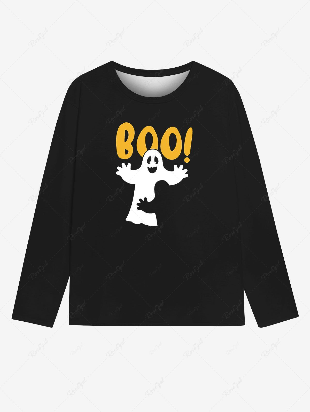 T-shirt Gothique Imprimé Lettre Fantôme pour Homme Noir 6XL