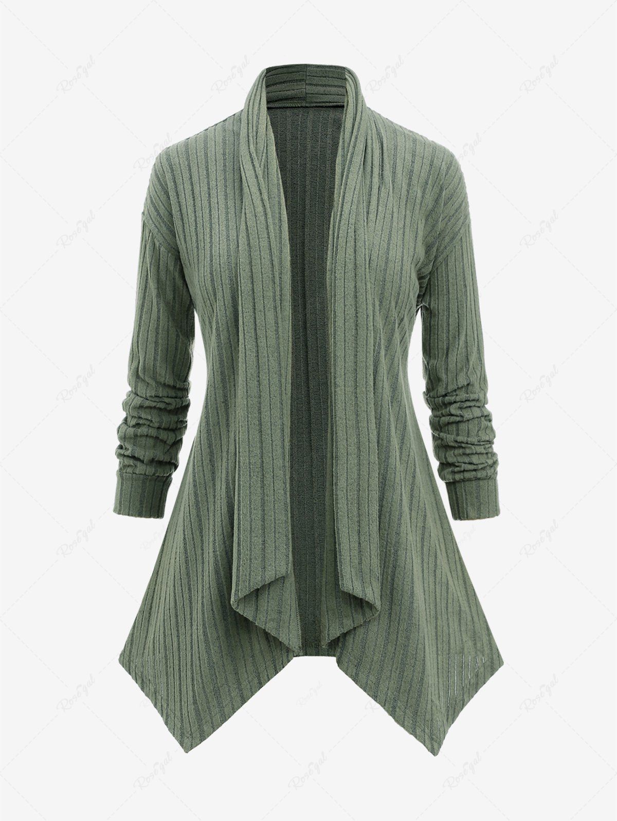 Fashion Plus Size Ribbed Asymmetrical Cardigan  