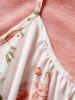 Flower Print Panel Crossover Tie Bowknot Mini Faux Twinset Dress -  