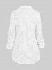 Plus Size Buttons Applique Pocket Blouse -  