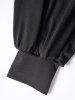 Robe Décontractée Ceinturée Fleur Imprimée Manches Lanternes à Col V - Noir XXL