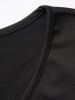 Robe Décontractée Ceinturée Fleur Imprimée Manches Lanternes à Col V - Noir XXL