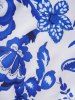 Porcelain Print One-size Swimsuit Plunging Neck Ruffle Beach Vacation Swimwear -  
