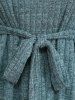 Plus Size Tied Marled Ribbed T-shirt -  