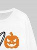 T-shirt Gothique Imprimé Cœur Squelette et Citrouille pour Homme - Blanc L