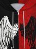 Gothic Halloween Paint Drop Blobs Colorblock Wings Print Zipper Hoodie For Men -  