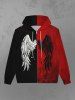 Gothic Halloween Paint Drop Blobs Colorblock Wings Print Zipper Hoodie For Men -  
