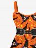 Robe D'Halloween avec Ceinture Magique et Chapeau Imprimé 3D de Grande Taille - Orange 6X