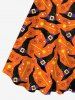 Robe D'Halloween avec Ceinture Magique et Chapeau Imprimé 3D de Grande Taille - Orange 6X