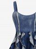 Robe Débardeur Imprimée 3D en Denim de Grande Taille à Volants - Bleu profond 4X