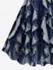 Robe Débardeur Imprimée 3D en Denim de Grande Taille à Volants - Bleu profond 6X