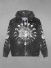 Gothic Galaxy Moon Glitter Print Zipper Drawstring Hoodie For Men -  