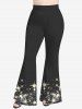 Plus Size Glitter Print Disco Flare Pants -  