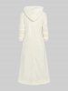 Plus Size Solid Color Pockets Warm Fleece Drawstring Hooded Dress -  