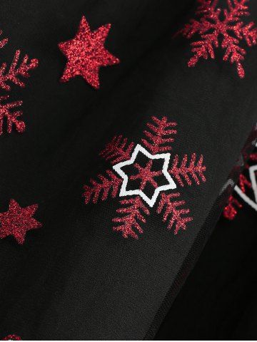 Christmas Plus Size Chain Panel Lace-up Lace Trim Ruched Snowflake Print Hooded T-shirt