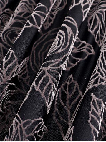 Gothic Plus Size Lace Trim Ruched Lace-up Flower Print Bell Sleeve T-shirt