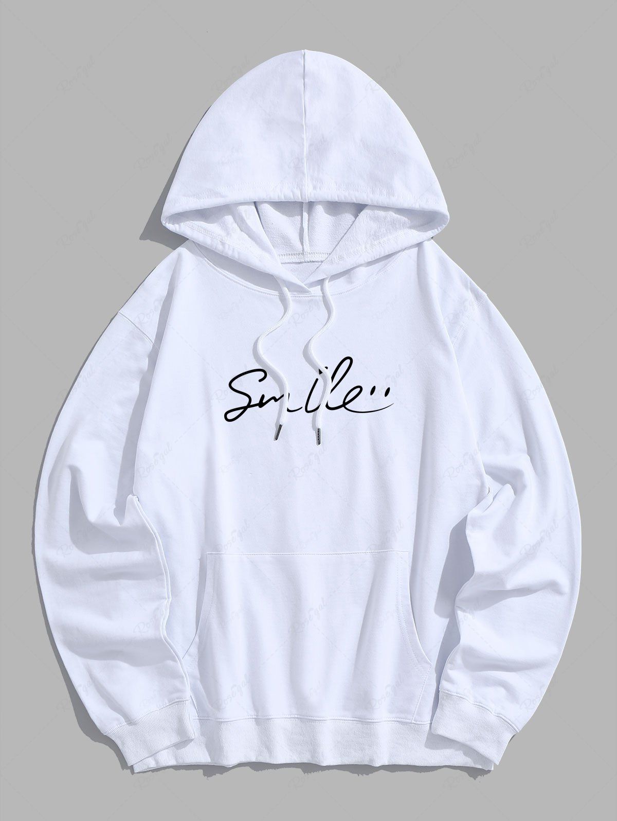 Chic Men's Casual Smile Pattern Kangaroo Pocket Cotton Pullover Hoodie  