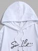 Men's Casual Smile Pattern Kangaroo Pocket Cotton Pullover Hoodie -  