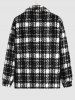 Men's Contract Color Plaid Fluffy Teddy Fleece Button Front Jacket -  