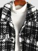 Men's Contract Color Plaid Fluffy Teddy Fleece Button Front Jacket -  