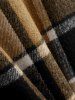 Men's Plaid Pattern Woolen Spliced Button Front Jacket -  