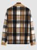 Men's Plaid Pattern Woolen Spliced Button Front Jacket -  