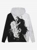 Gothic 3D Wolf Painting Splatter Print Two Tone Drawstring Hoodie For Men -  