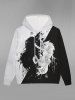 Gothic 3D Wolf Painting Splatter Print Two Tone Drawstring Hoodie For Men -  