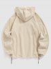 Men's Plain Color Front Pocket Button Design Fuzzy Polar Fleece Pullover Hoodie -  