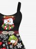 Plus Size Christmas Snowman Letters Gloves Snowflake Print Tank Dress -  