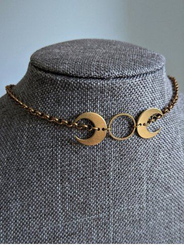 Fashion Circle Double Moon Minimalist Choker Necklace