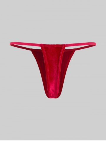 Christmas Plus Size Velvet Lace Up Fluffy Trim Ruched A Line Babydoll Lingerie Set