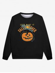 T-shirt D'Halloween Gothique Lettre Citrouille Imprimés pour Homme - Noir 2XL