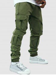 Men's Streetwear Solid Color Multi-pockets Design Techwear Beam Feet Drawstring Cargo Pants -  