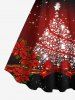 Plus Size Christmas Colorblock Flower Ribbon Star Print Tank Dress -  