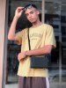 LOS ANGELES Letter Print Short Sleeves Tee -  