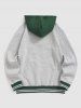 Men's Colorblock California WEST COAST LOS ANGELES Letter Embroidered Kangaroo Pocket Thermal Fleece-lined Pullover Hoodie -  