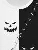T-shirt D'Halloween Gothique Bicolore Cousu 3D Fantôme Imprimé en Haut pour Homme - Noir S
