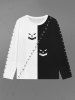 T-shirt D'Halloween Gothique Bicolore Cousu 3D Fantôme Imprimé en Haut pour Homme - Noir S