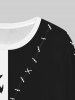 T-shirt D'Halloween Gothique Bicolore Cousu 3D Fantôme Imprimé en Haut pour Homme - Noir L