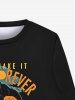 T-shirt D'Halloween Gothique Lettre Citrouille Imprimés pour Homme - Noir 2XL