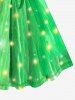 Plus Size 3D Plaid Sparkling Glitter Stars Bowknot Print Christmas Tank Dress -  