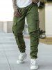 Men's Streetwear Solid Color Multi-pockets Design Techwear Beam Feet Drawstring Cargo Pants -  